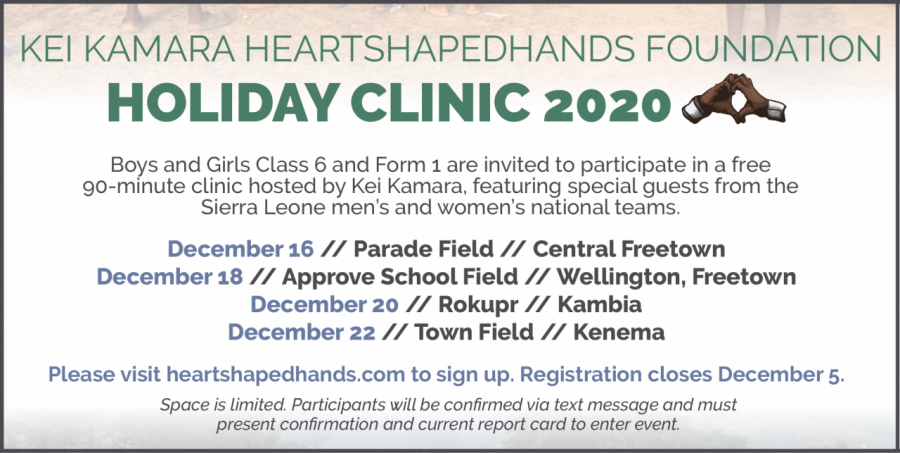 First-ever HeartShapedHands holiday clinics  Kei Kamara HeartShapedHands Foundation